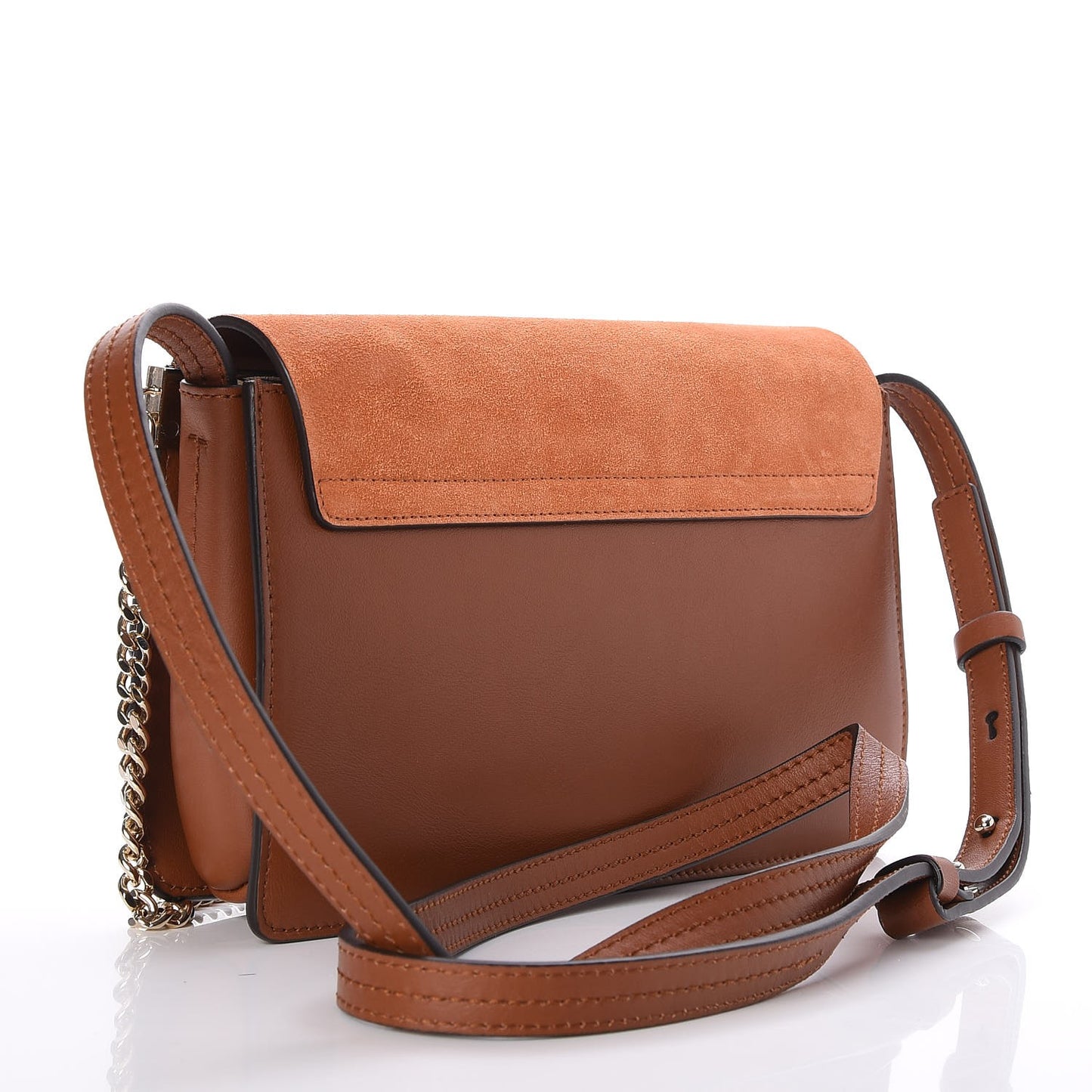 Suede Calfskin Small Faye Shoulder Bag Tobacco