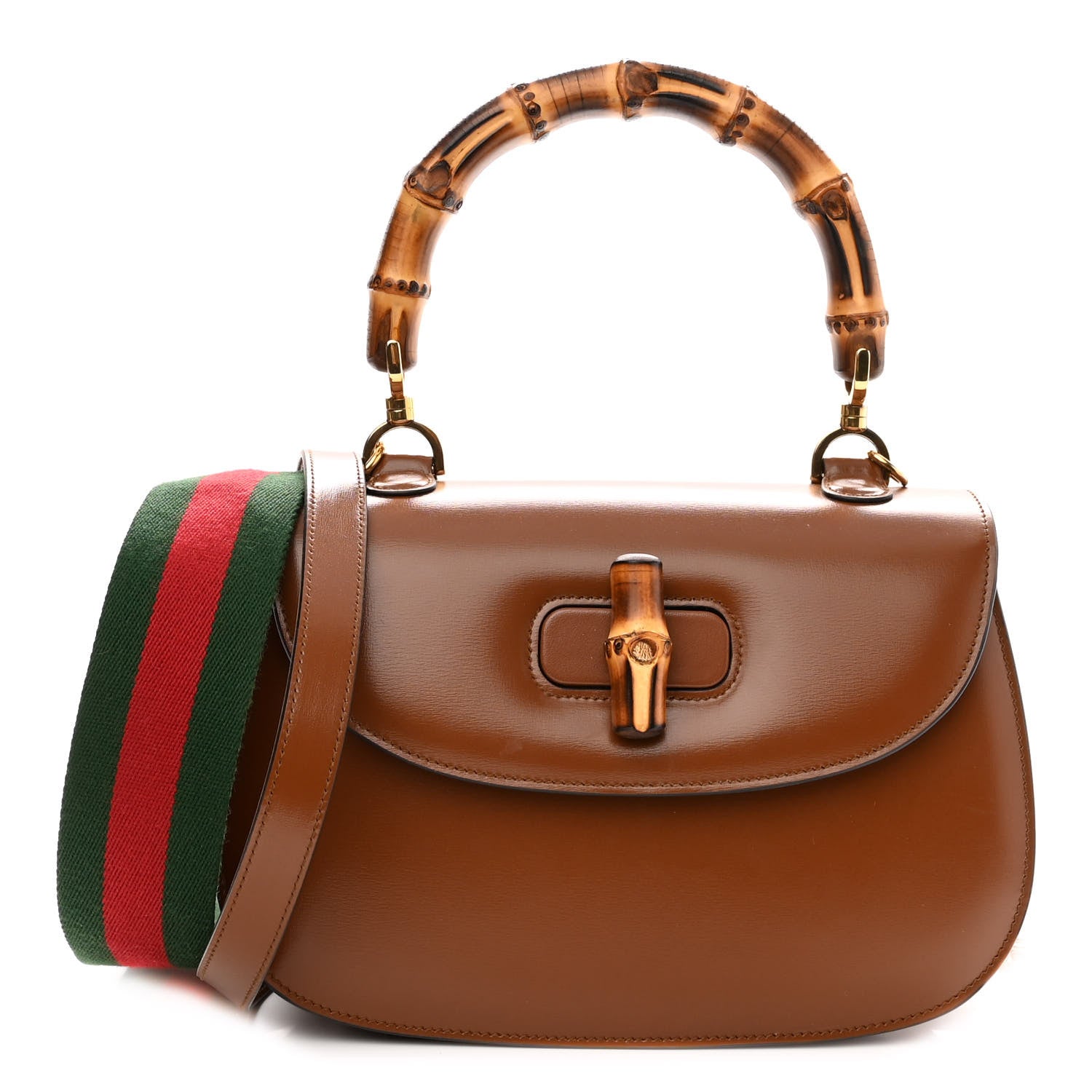 Gucci Boarded Dyana Lux Calfskin Web Medium Bamboo 1947 Top Handle Bag Brown 1 of 11