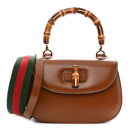 Gucci Boarded Dyana Lux Calfskin Web Medium Bamboo 1947 Top Handle Bag Brown 1 of 11