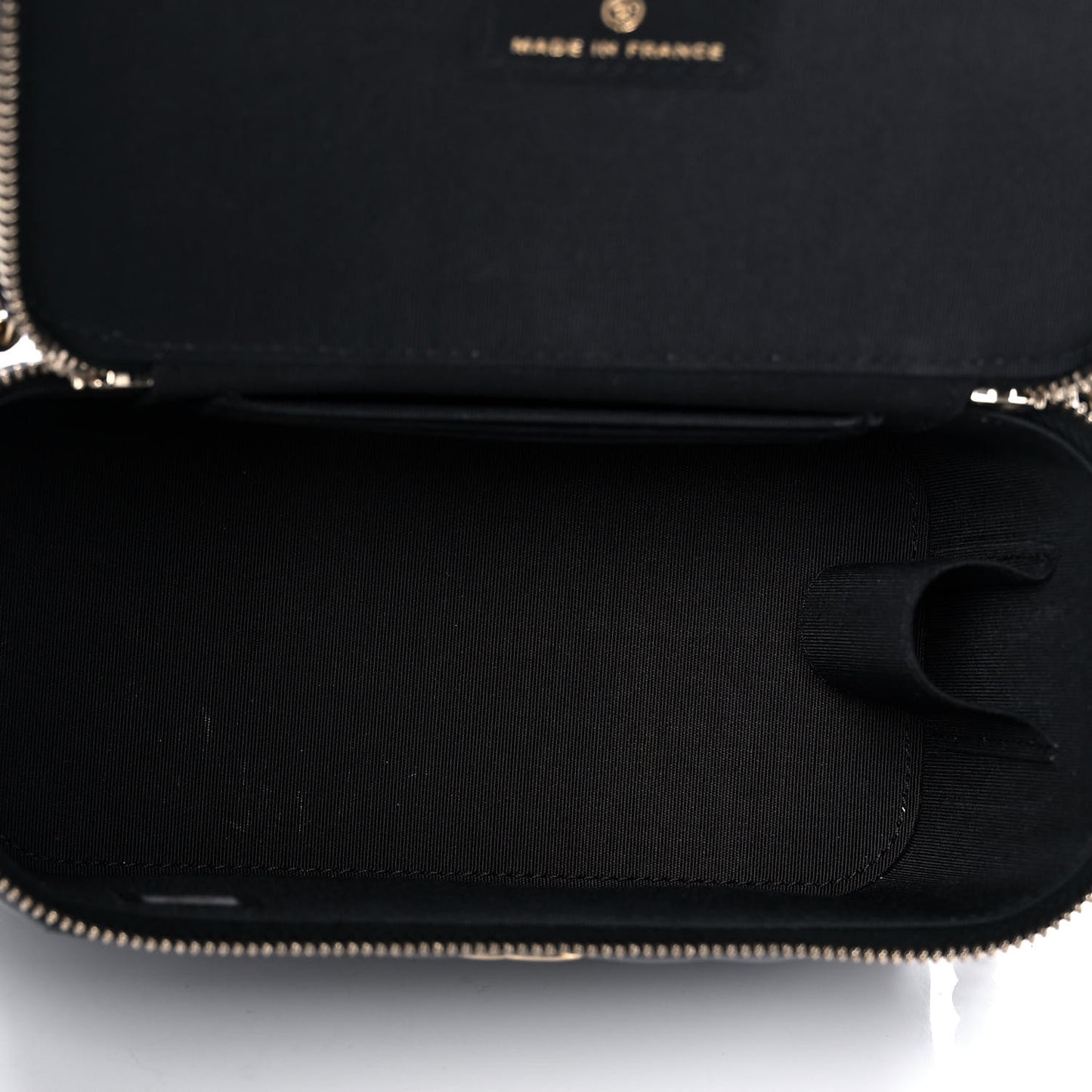Lambskin Quilted Small Top Handle Vanity Case With Chain Black