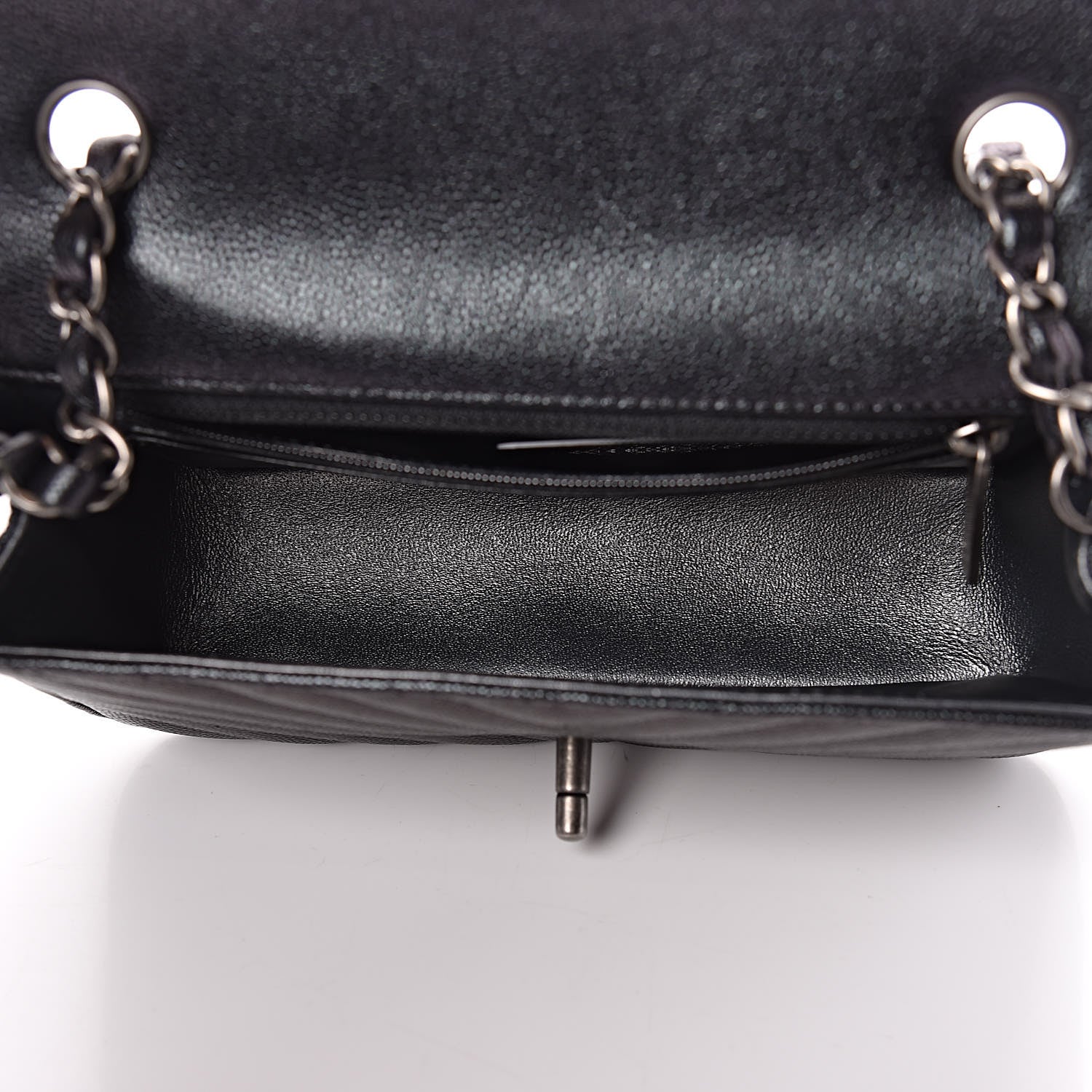 Chanel Iridescent Caviar Chevron Quilted Mini Rectangular Flap Black 5 of 10