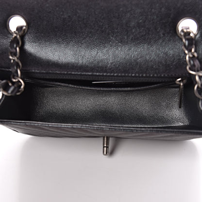 Chanel Iridescent Caviar Chevron Quilted Mini Rectangular Flap Black 5 of 10