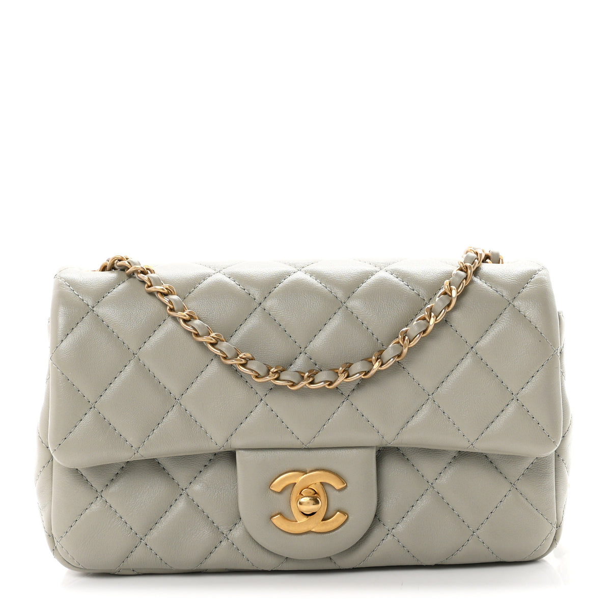 Chanel Lambskin Quilted Mini Rectangular Pearl Crush Flap Grey 1 of 11