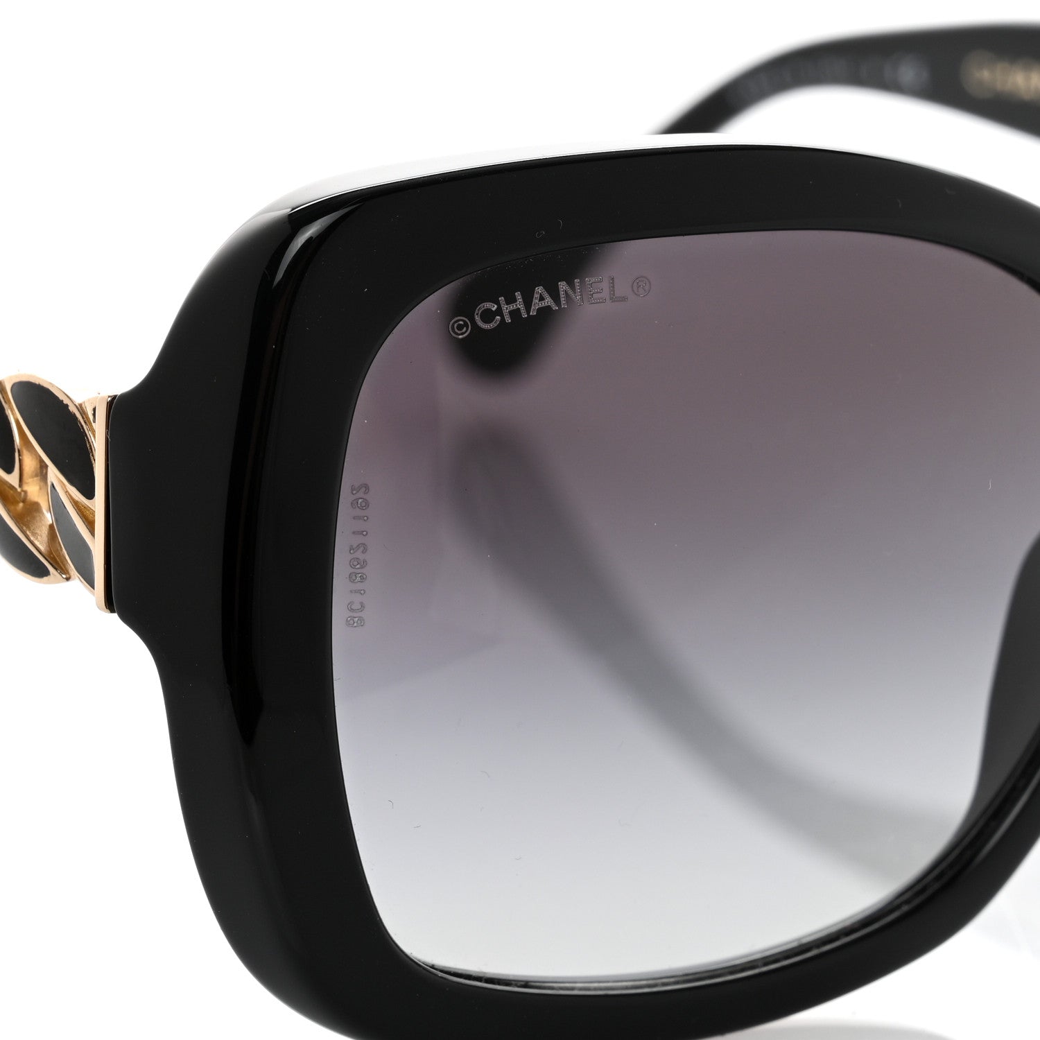 Chanel Acetate Metal Chain Square Sunglasses 5305 Black 8 of 9