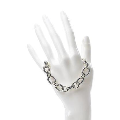 David Yurman Sterling Silver 18K Yellow Gold 12mm Large Oval Link Bracelet 2 of 4