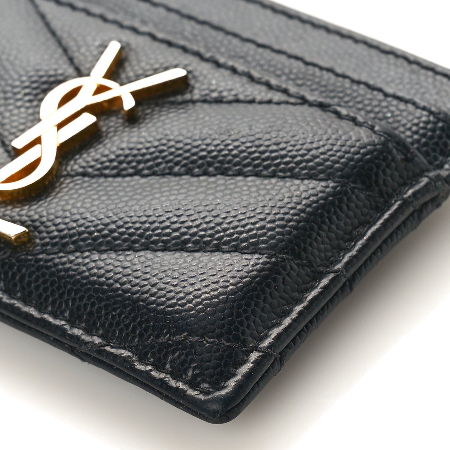 Grain De Poudre Matelasse Chevron Monogram Credit Card Case Black