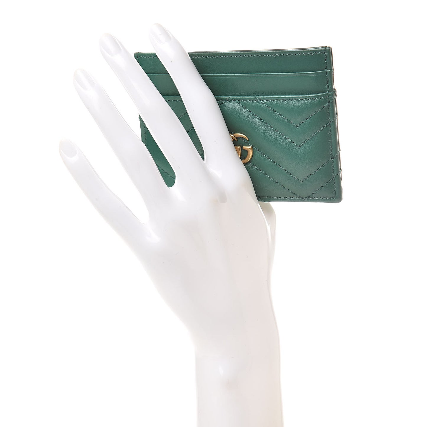 Calfskin Matelasse GG Marmont Card Holder Emerald Green