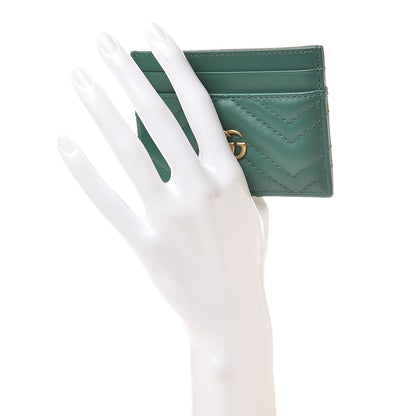 Gucci Calfskin Matelasse GG Marmont Card Holder Emerald Green 2 of 7