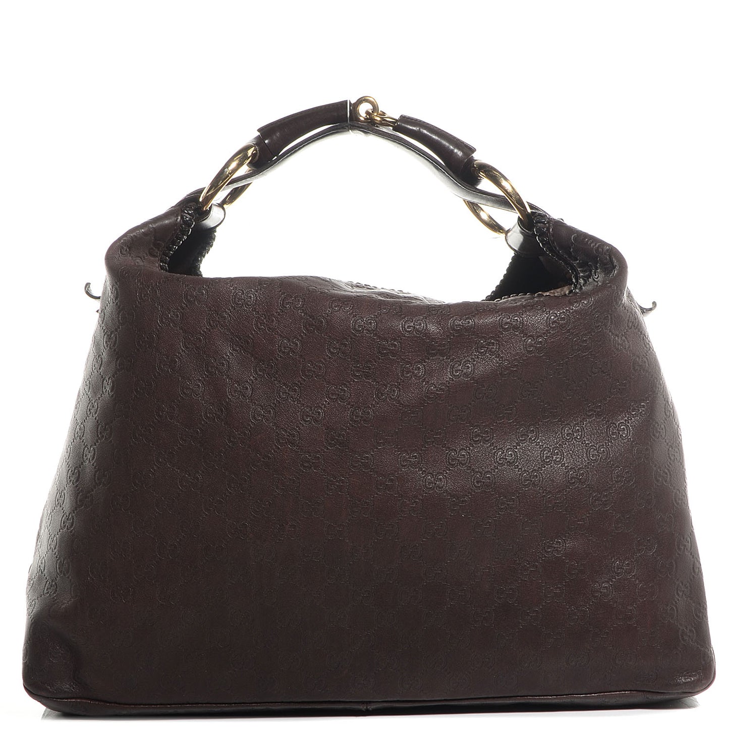 Guccissima Large Horsebit Chain Hobo Chocolate Brown