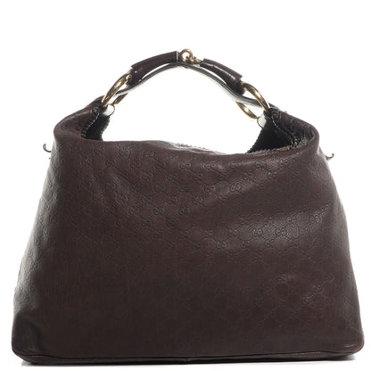 Gucci Guccissima Large Horsebit Chain Hobo Chocolate Brown 1 of 7