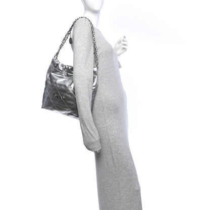 Chanel Metallic Calfskin Quilted Small Chanel 22 Silver 2 of 11