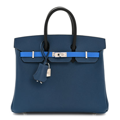 Hermes Epsom Tri-Color Birkin 25 Deep Bleu Bleu Hydra Black 1 of 13