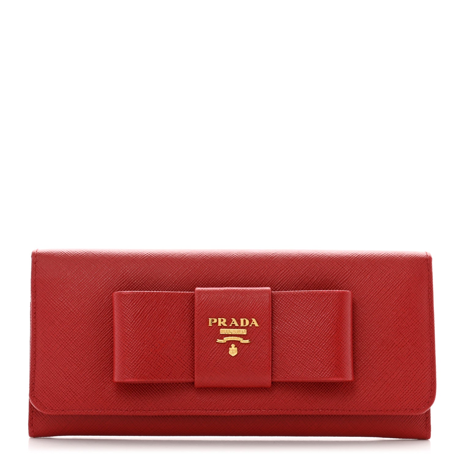 Prada Saffiano Fiocco Bow Continental Wallet Fuoco 1 of 10