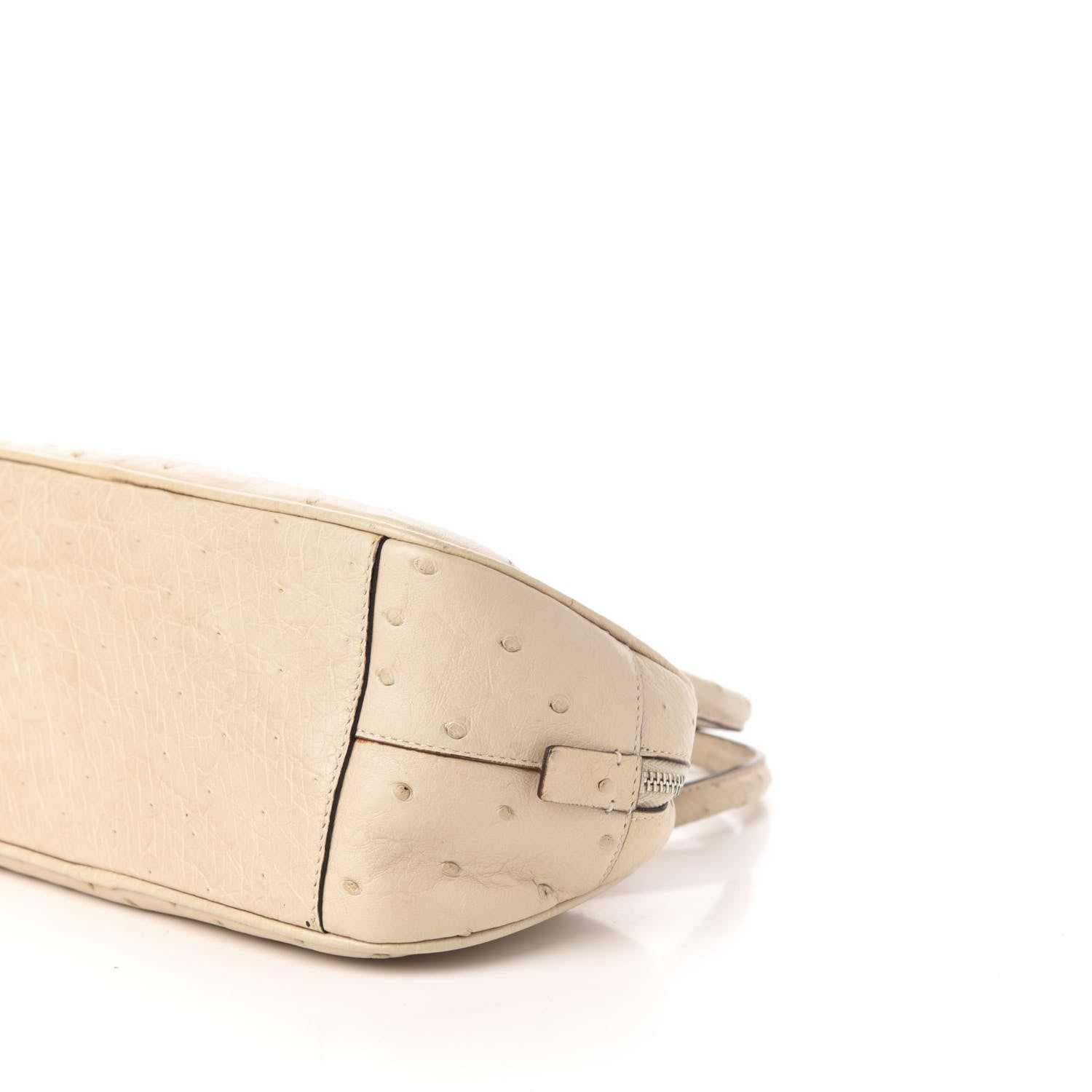 Prada Ostrich Mini Bowling Bag Beige 9 of 13