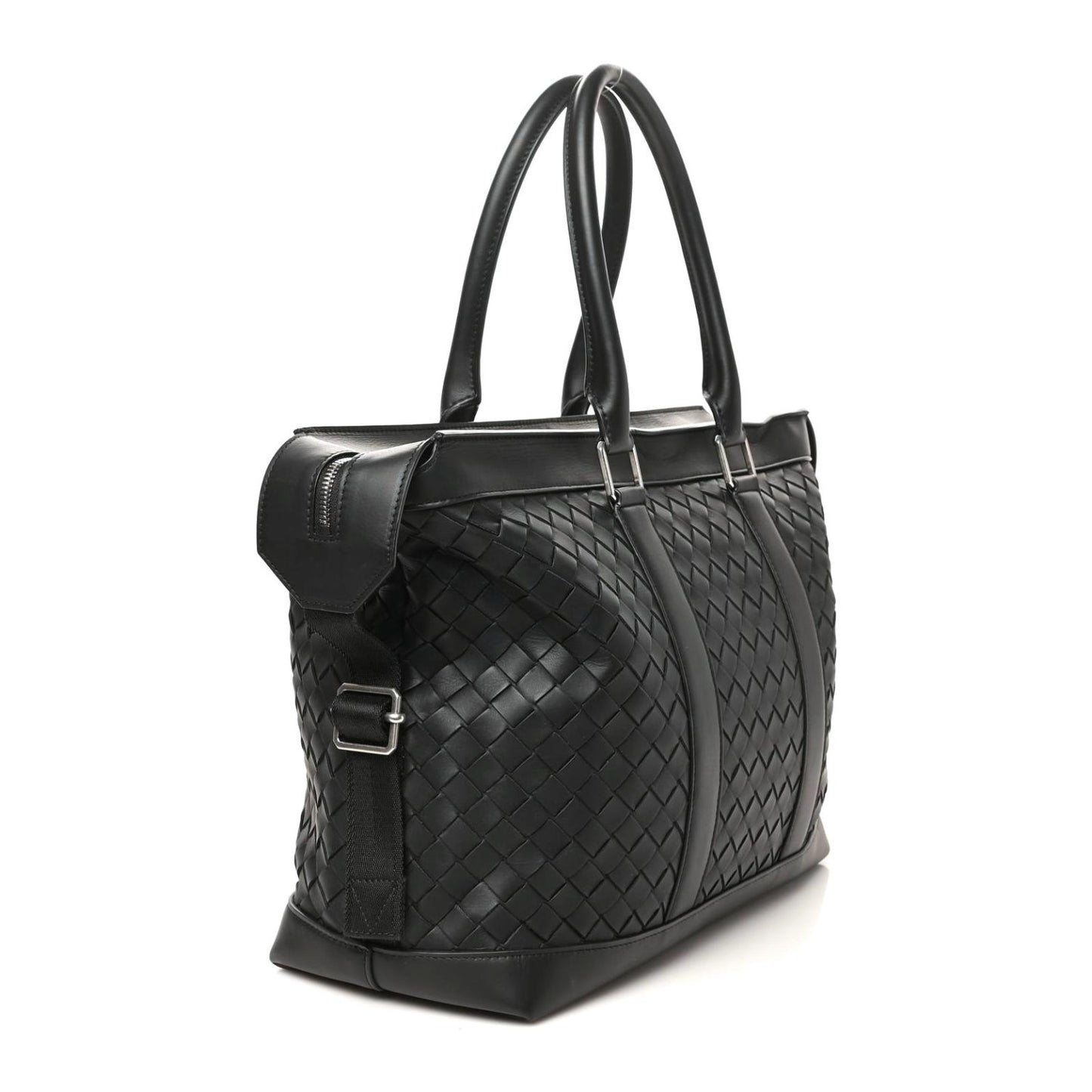 Calfskin Intrecciato Zipped Tote Black
