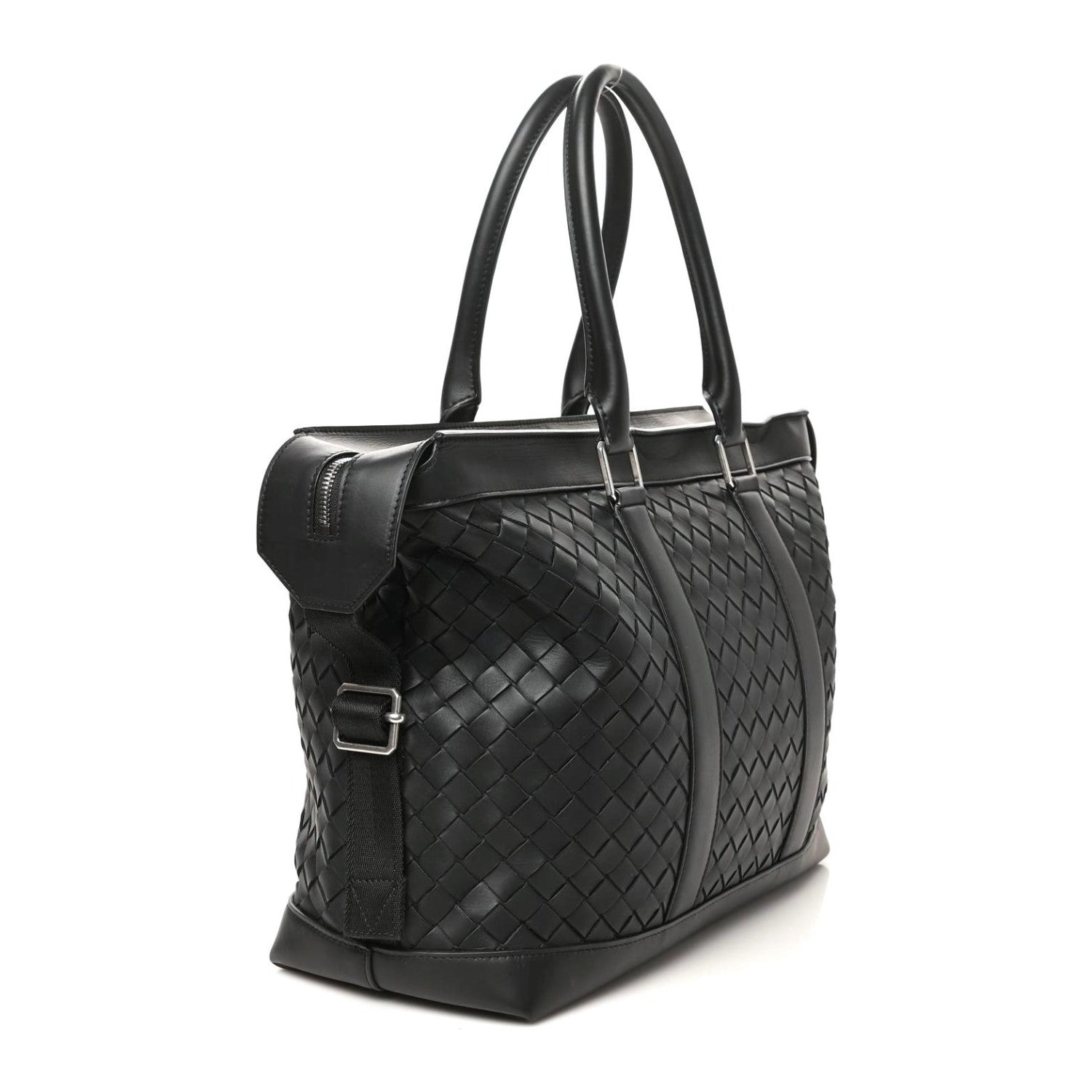 Bottega Veneta Calfskin Intrecciato Zipped Tote Black 4 of 10