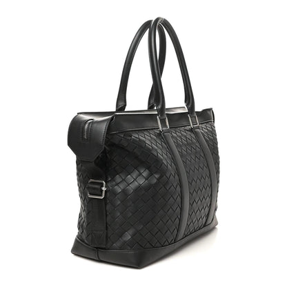 Bottega Veneta Calfskin Intrecciato Zipped Tote Black 4 of 10