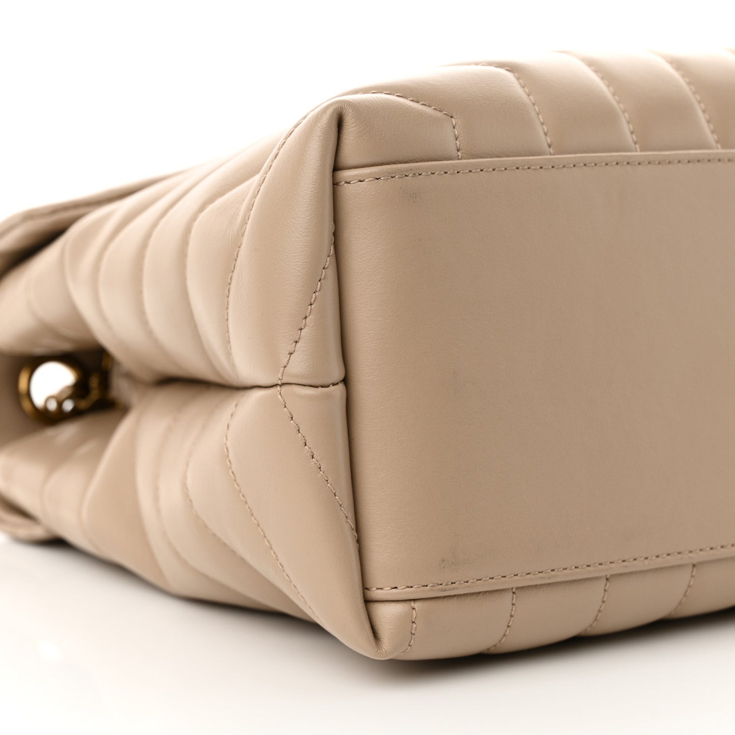 Calfskin Y Quilted Monogram Medium Loulou Chain Satchel Dark Beige