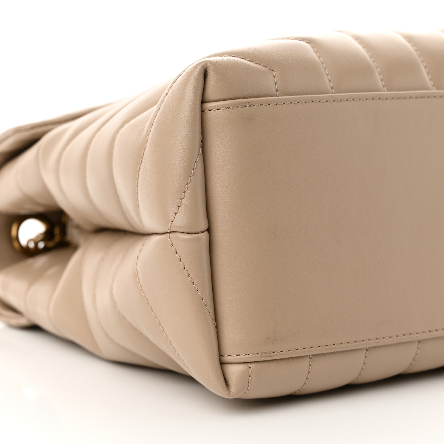 Saint Laurent Calfskin Y Quilted Monogram Medium Loulou Chain Satchel Dark Beige 9 of 13