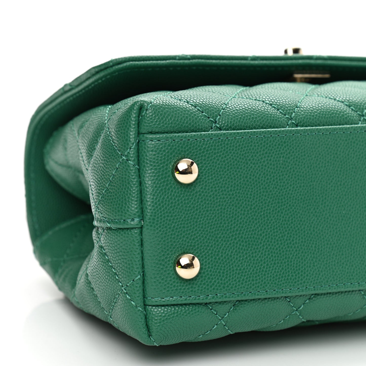 Caviar Quilted Mini Coco Handle Flap Green