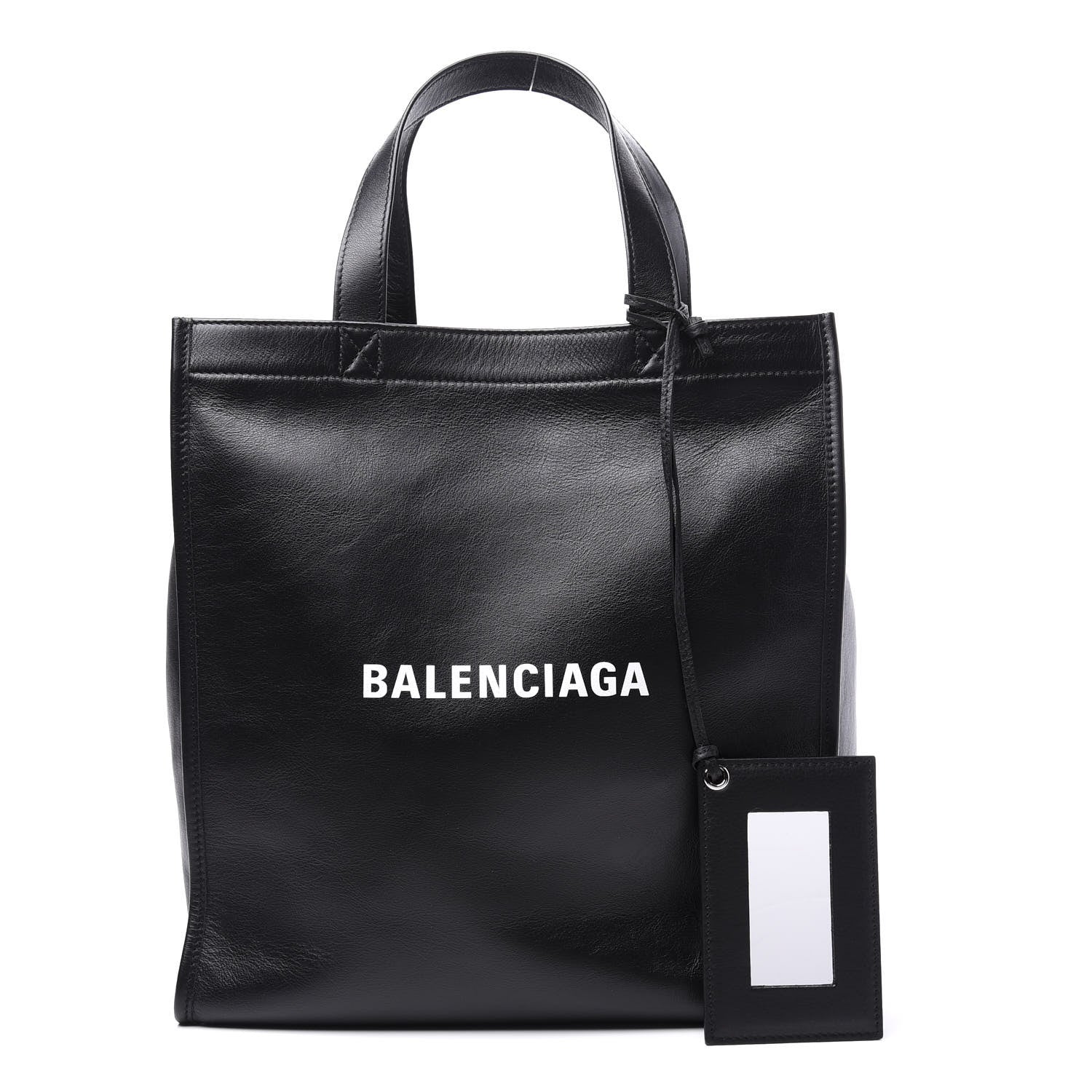 Balenciaga Calfskin Printed Logo Small Market Shopper Tote Black 1 of 12