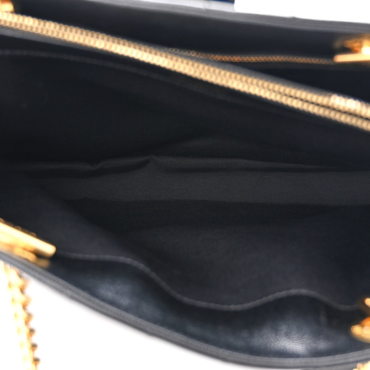 Grain De Poudre Matelasse Chevron Monogram Shopping Bag Black