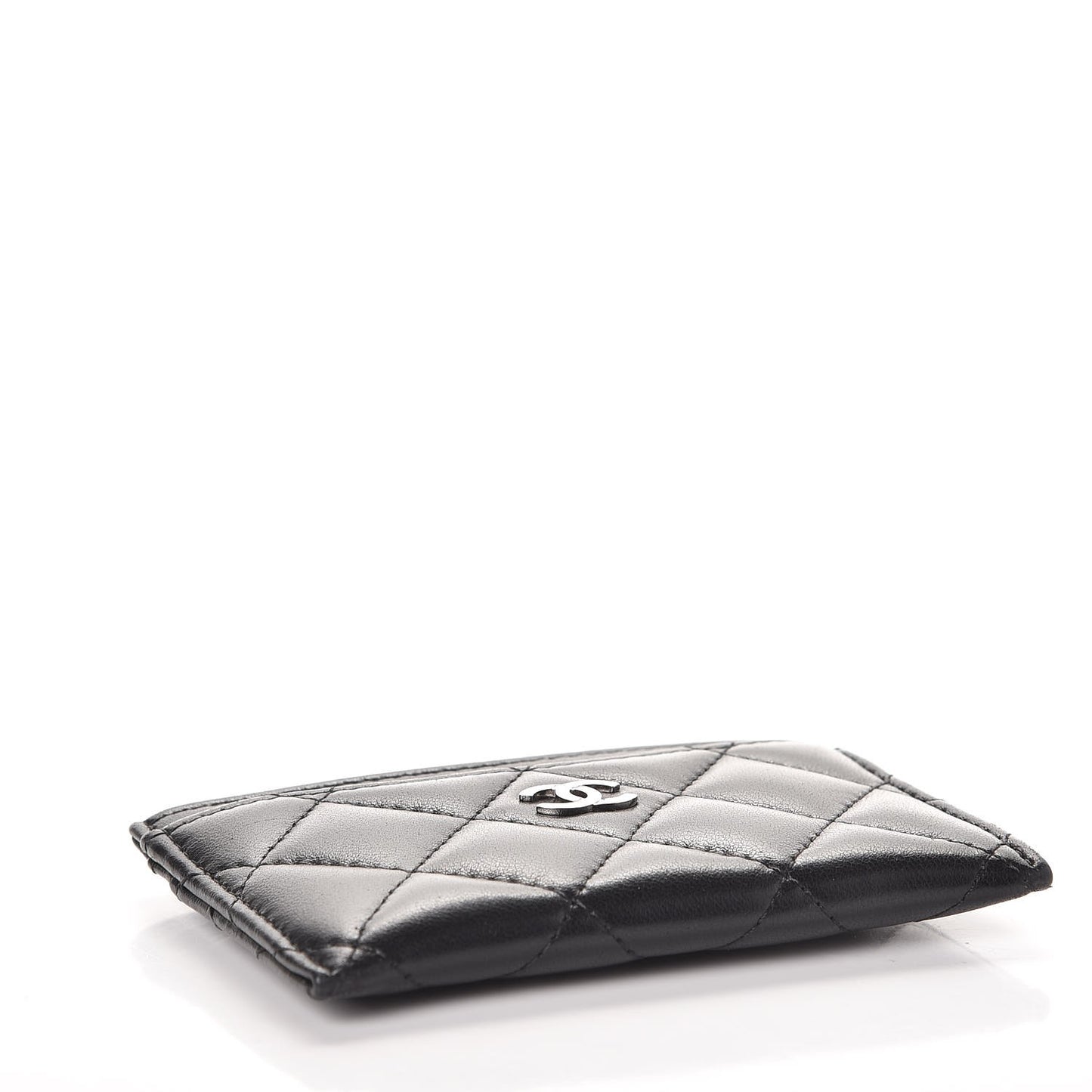 Lambskin Quilted Card Holder Black
