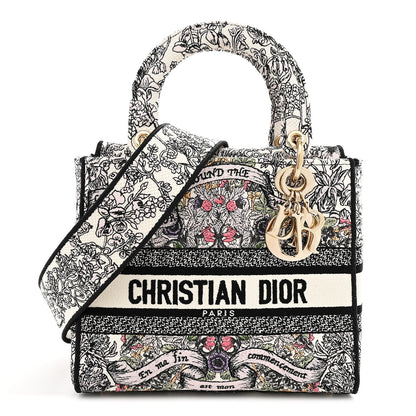 Christian Dior Canvas Around the World Embroidered Medium Lady D-Lite White Multicolor 1 of 11