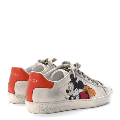 Gucci X DISNEY Miro Soft Calfskin Mickey Mouse Print Womens Ace Sneakers 35 Ivory Deep Orange 4 of 10