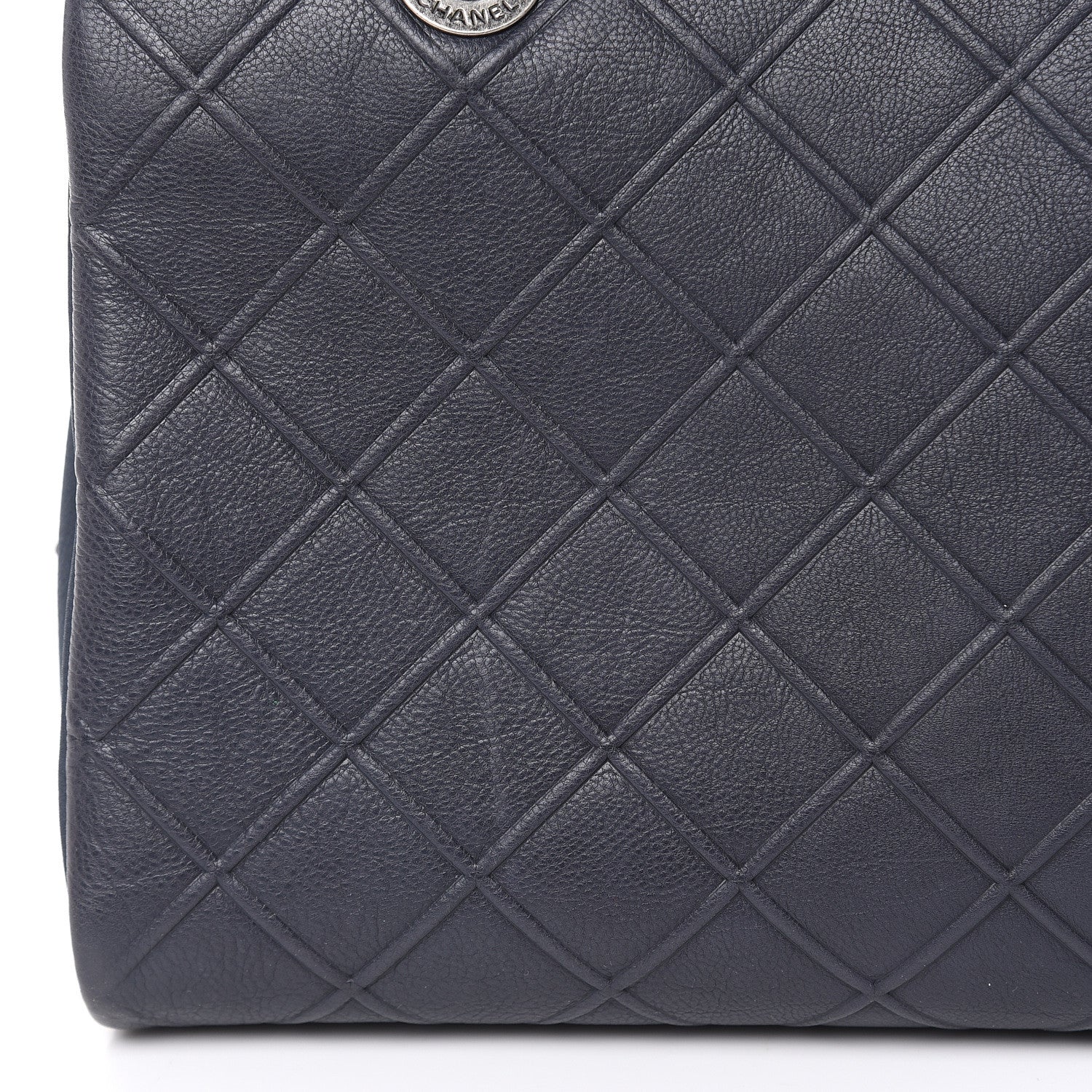 Chanel Calfskin Diamond Embossed Large CC Zip Shopping Tote Blue 11 of 14