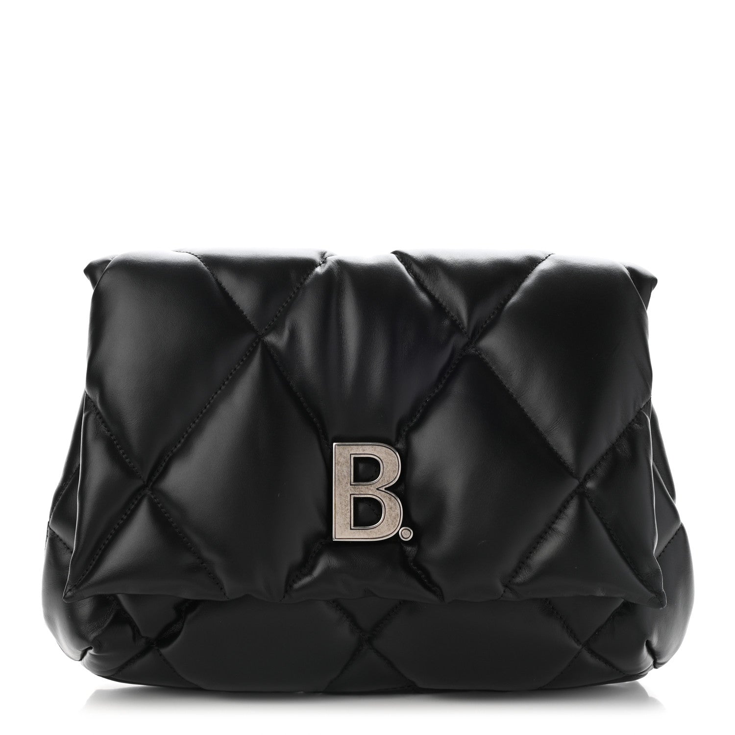 Balenciaga Nappa Calfskin Quilted Touch B Puffy Clutch Black 1 of 18