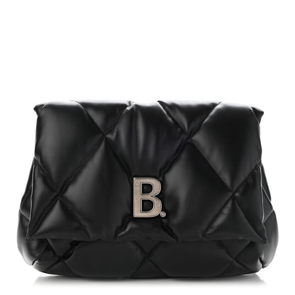 Balenciaga Nappa Calfskin Quilted Touch B Puffy Clutch Black 1 of 18