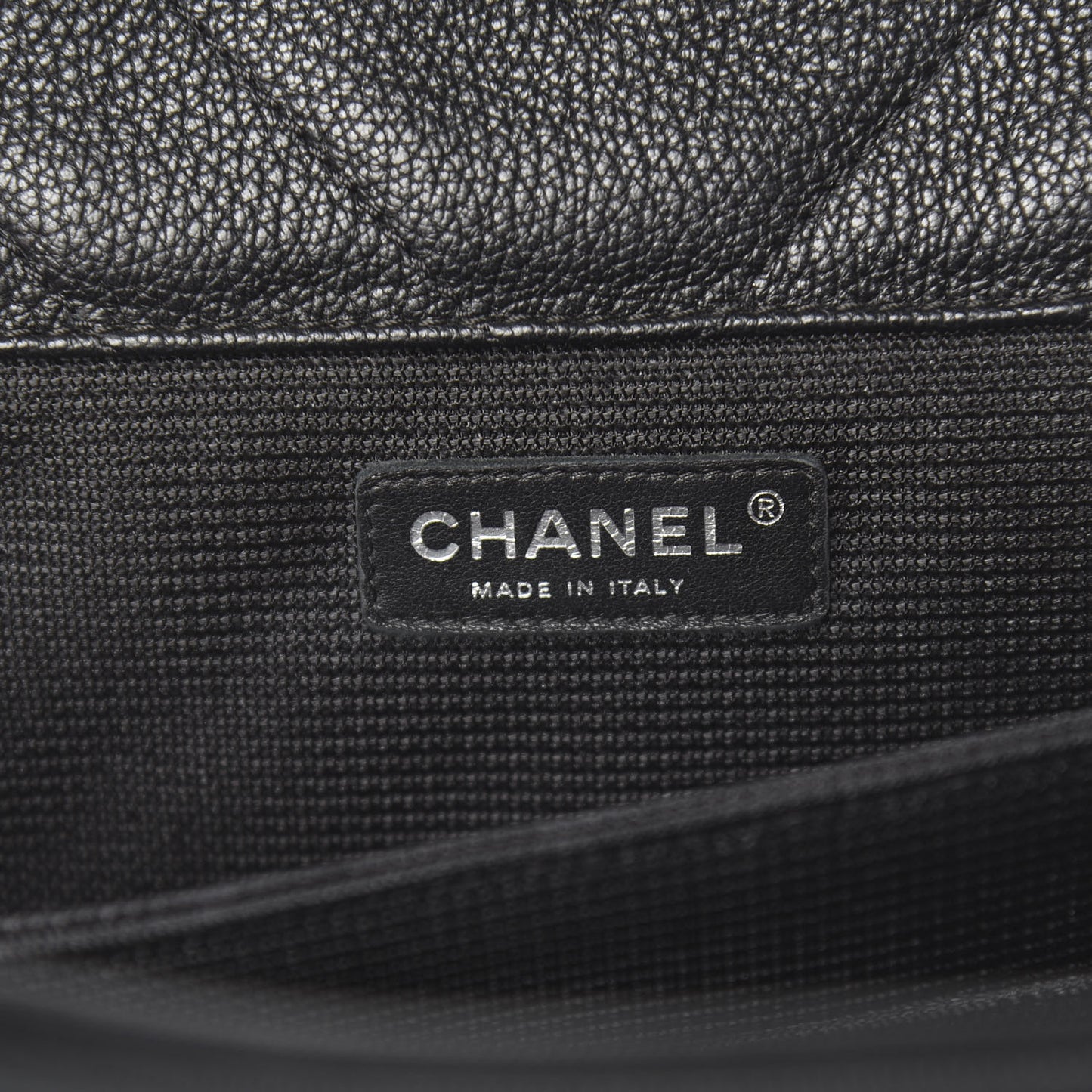 Calfskin Chevron Quilted XXL Travel Flap Bag Black