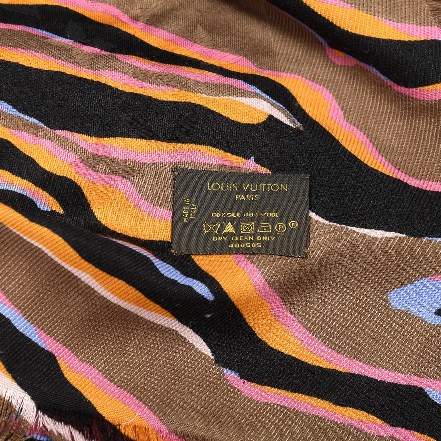 Louis Vuitton Silk Wool Monogram Zebra Shawl 3 of 3