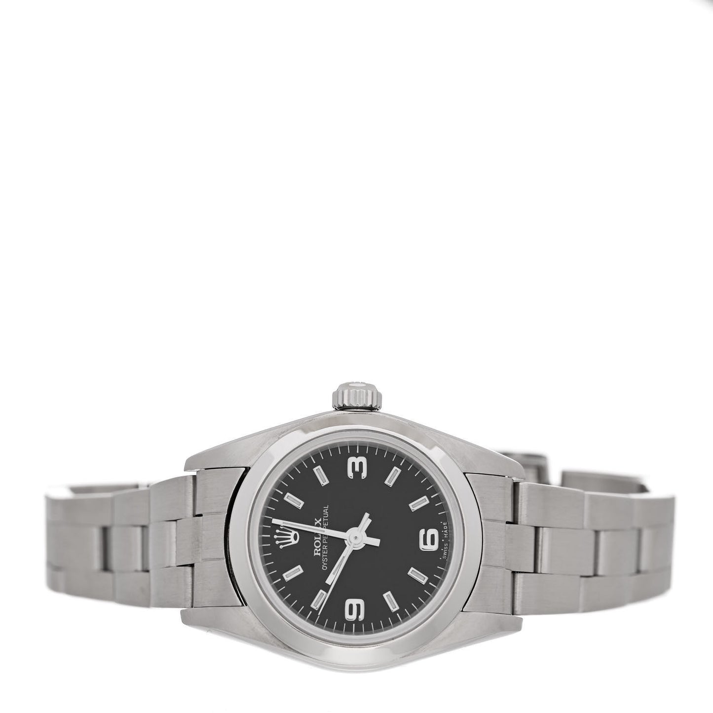 Stainless Steel 24mm Oyster Perpetual Watch Black 76080
