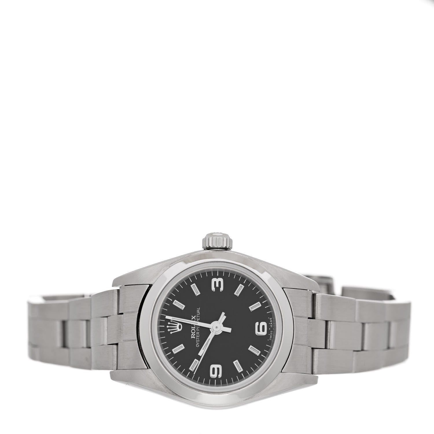 Rolex Stainless Steel 24mm Oyster Perpetual Watch Black 76080 2 of 4