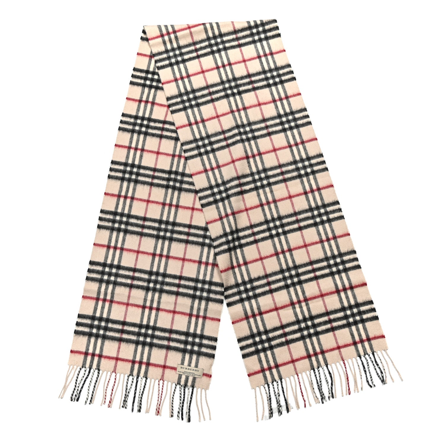 Burberry Cashmere Nova Check Fringe Scarf Ivory 2 of 3