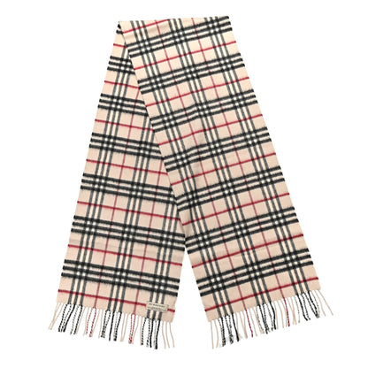 Burberry Cashmere Nova Check Fringe Scarf Ivory 2 of 3