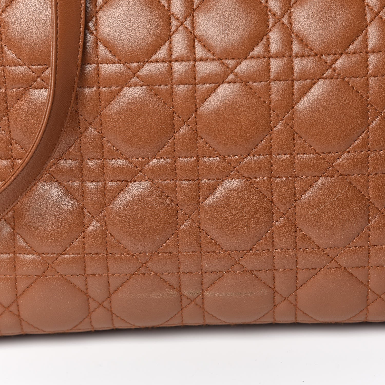 Christian Dior Lambskin Cannage Large Lady Dior Tan 14 of 33