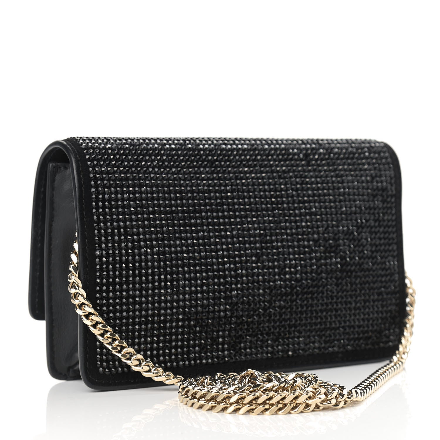 Versace Calfskin Palazzo Crystal Chain Evening Bag Black 3 of 9