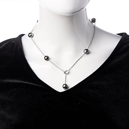 Mikimoto 18K White Gold Diamond Black South Sea Pearl 10mm Pearls In Motion Necklace 2 of 7
