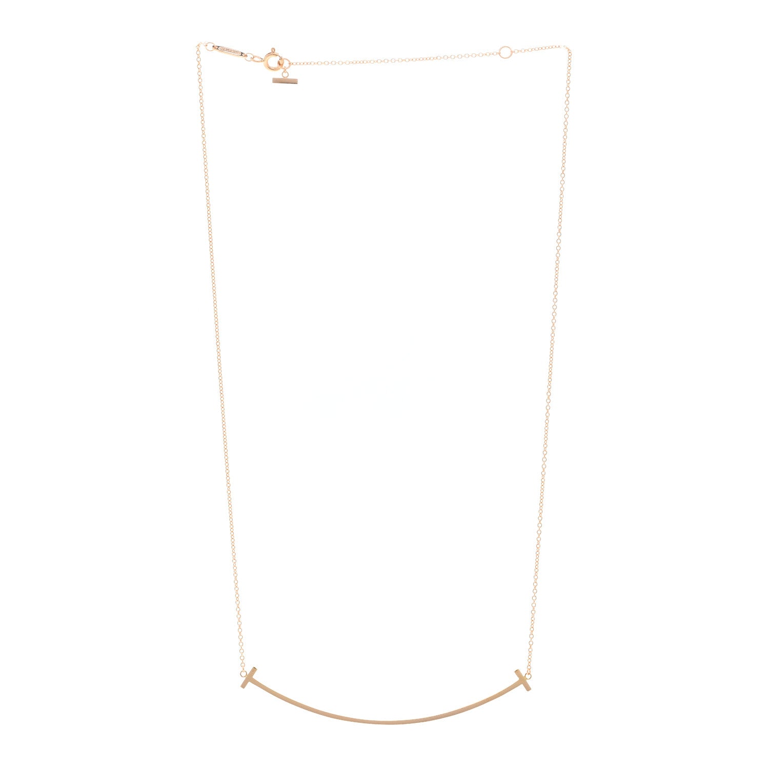 Tiffany 18K Rose Gold Large T Smile Pendant Necklace 3 of 5