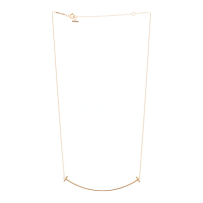 Tiffany 18K Rose Gold Large T Smile Pendant Necklace 3 of 5