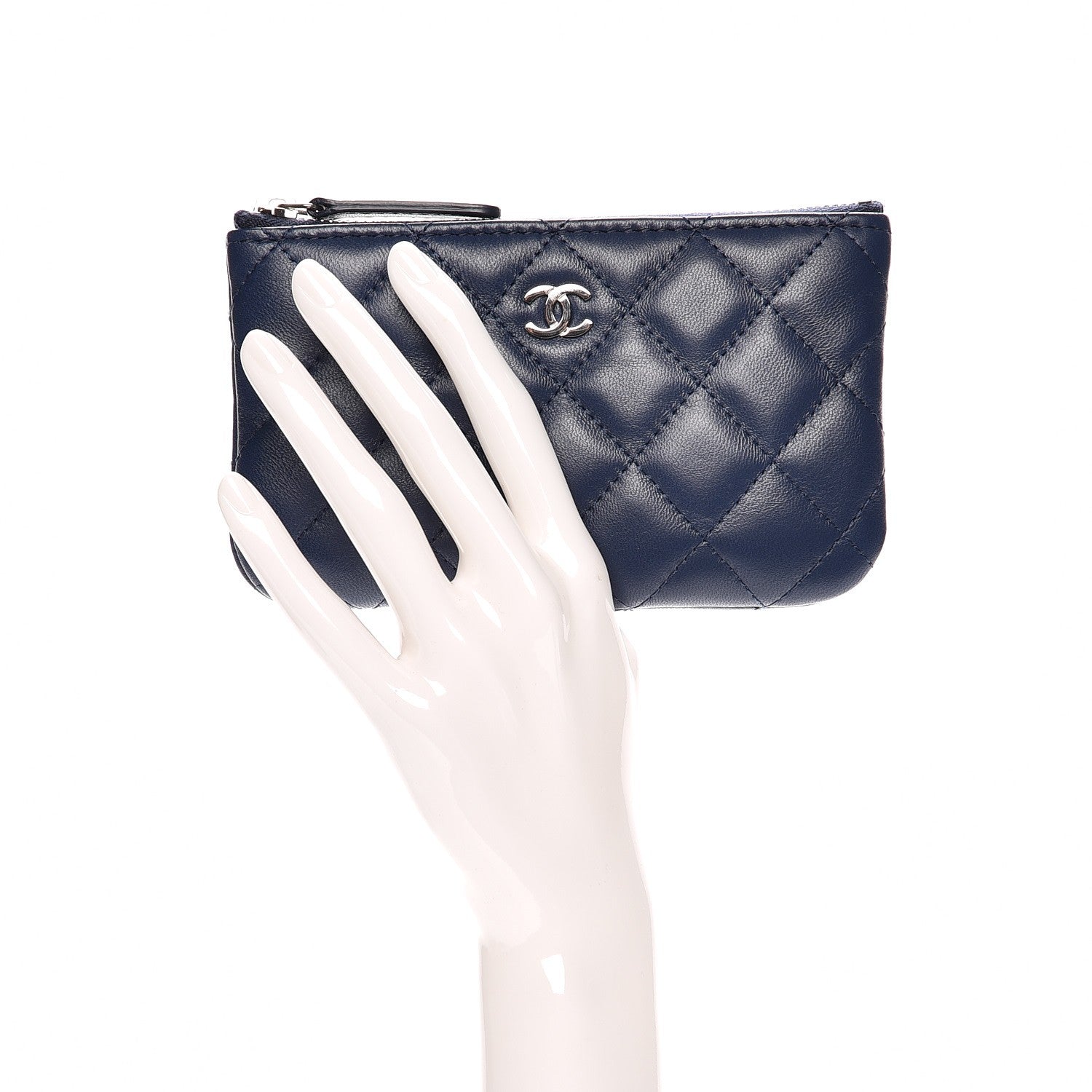 Chanel Lambskin Quilted Small Cosmetic Case Blue 2 of 8