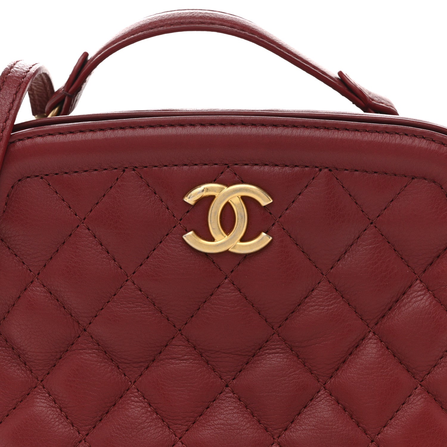 Chanel Calfskin Quilted CC Small Vanity Case Dark Red 8 of 14