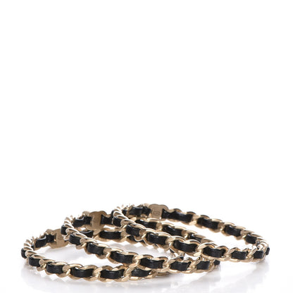 Chanel Lambskin Chain Turnlock CC Bangle Set of 3 Black Gold 3 of 6