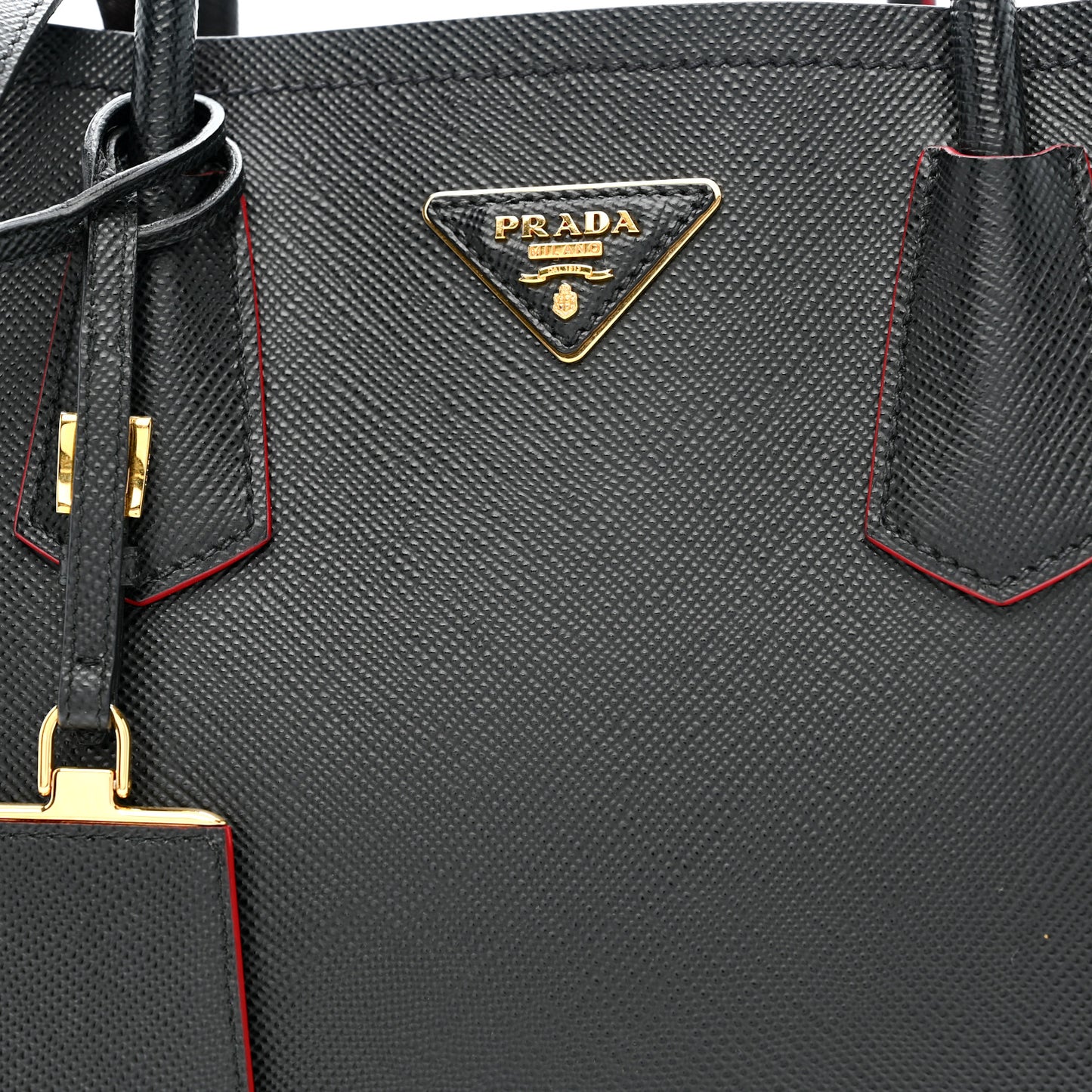 Saffiano Cuir Medium Double Bag Black Fuoco