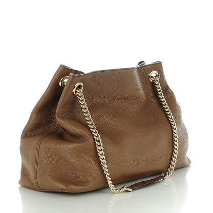 Gucci Pebbled Calfskin Medium Soho Chain Shoulder Bag Maple Brown 3 of 7