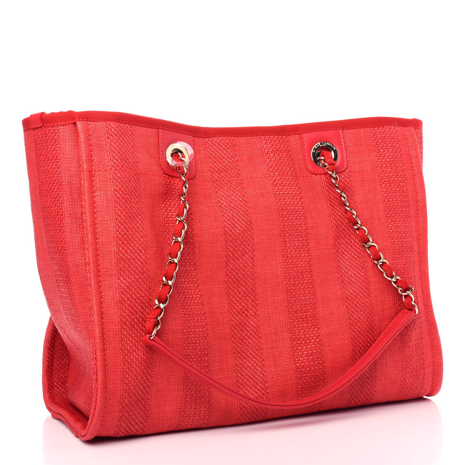Chanel Mixed Fibers Striped Small Deauville Tote Red 3 of 11