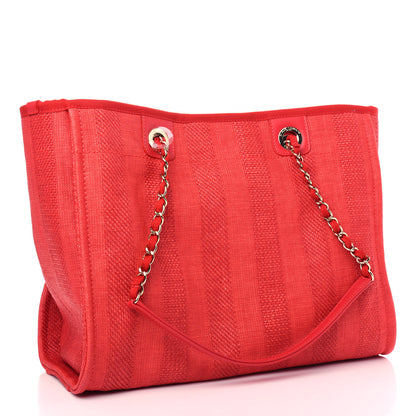 Chanel Mixed Fibers Striped Small Deauville Tote Red 3 of 11